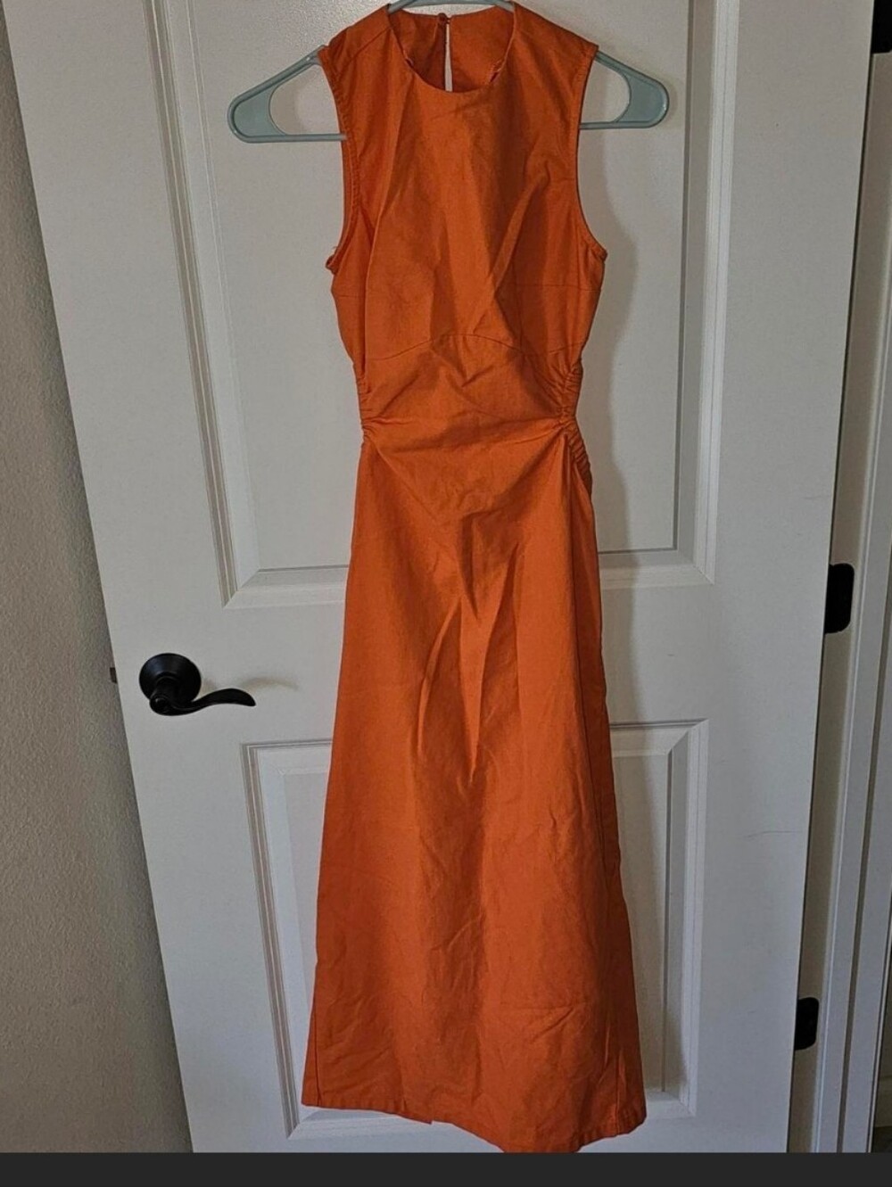 Commense Orange Sleeveless Maxi Dress with Open Back Detail